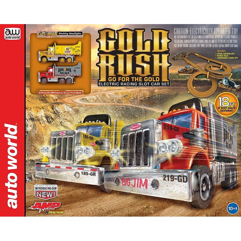 HO Gold Rush Dump Truck Slot Car 18′ Racing Set