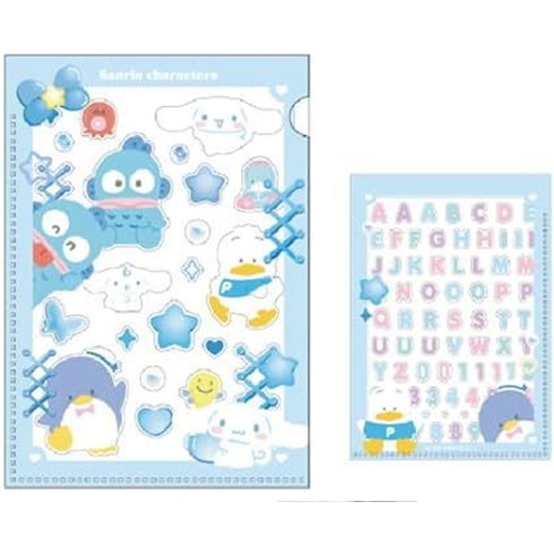 T’s Factory Sanrio Characters Mini Clear File and Stickers Set – Blue