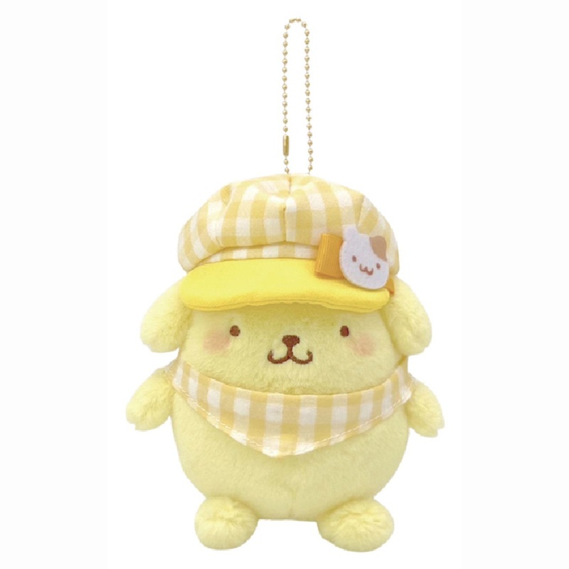 Nakajima Sanrio Plush Mascot Pom Pom Purin Wearing Newsboy Cap