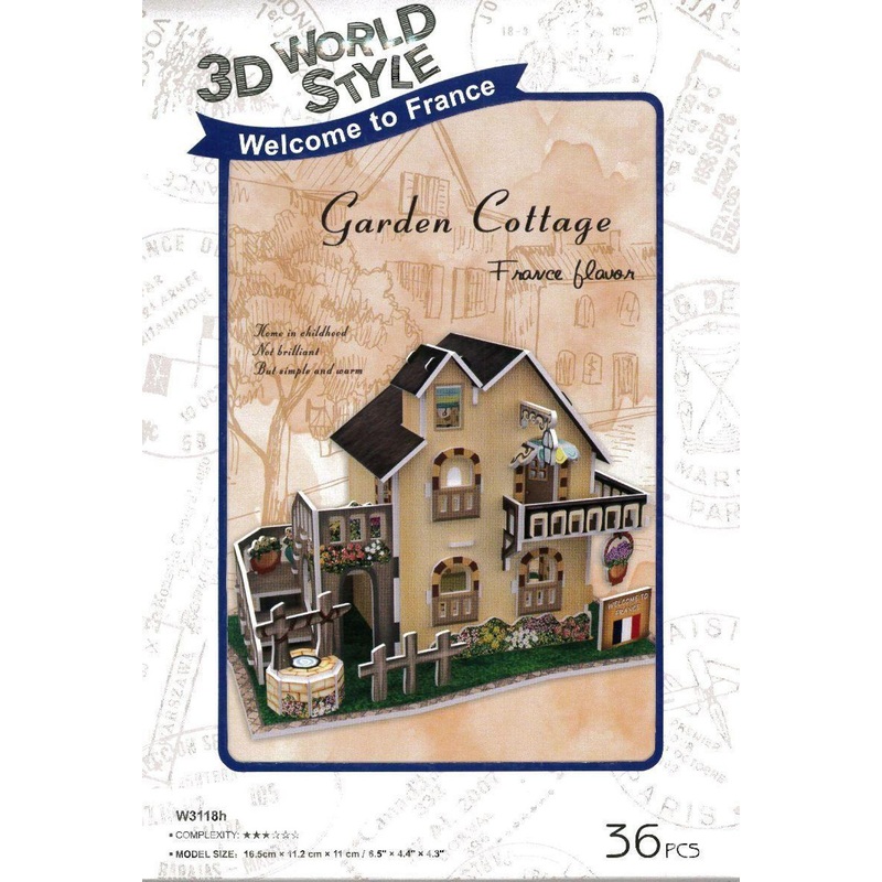 Heart Art Collection Jigsaw Puzzle 3D Puzzle 3D Craft Model France Garden Cottage (36 Pieces)