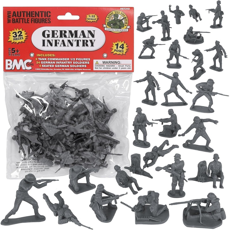54mm WWII German Infantry Figures Playset (32pcs) (Bagged) (BMC Toys)