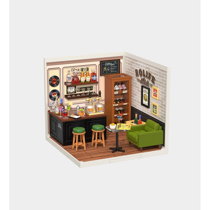 ROBOTIME DIY Miniature Kit Leisurely Cheers Bar  (194 Pieces)