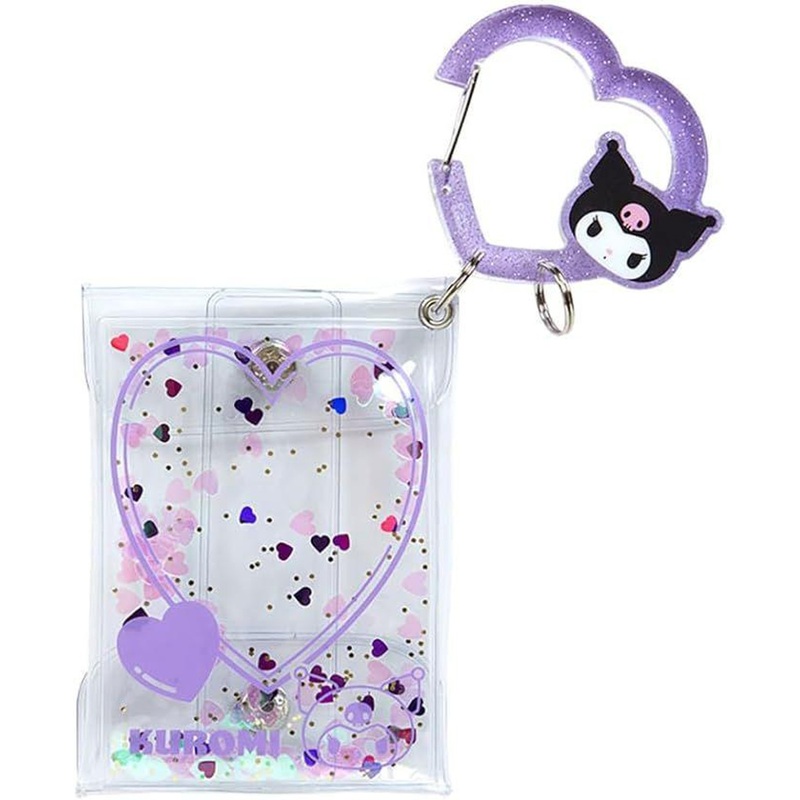 Sanrio Clear Pouch with Carabiner Kuromi  (Colorful Heart)
