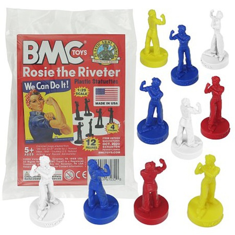 54mm Rosie the Riveter Figure Set (Red/White/Blue/Yellow) (12pcs) (Bagged) (BMC Toys)