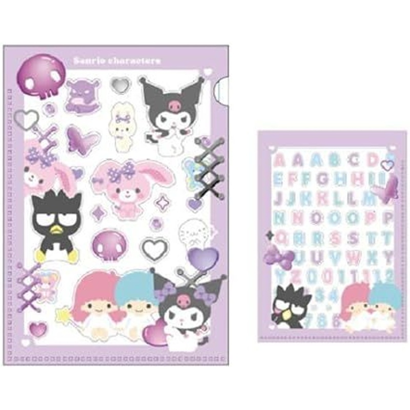 T’s Factory Sanrio Characters Mini Clear File and Stickers Set – Purple