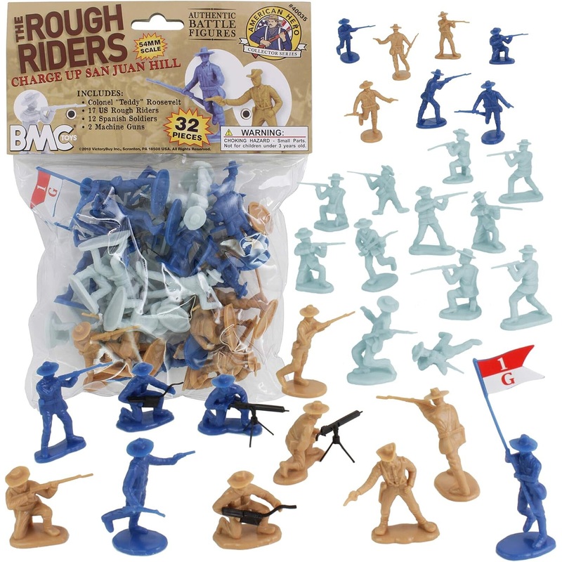 54mm Dan Juan Hill Rough Riders & Spanish Figure Playset (32pcs) (Bagged) (BMC Toys)