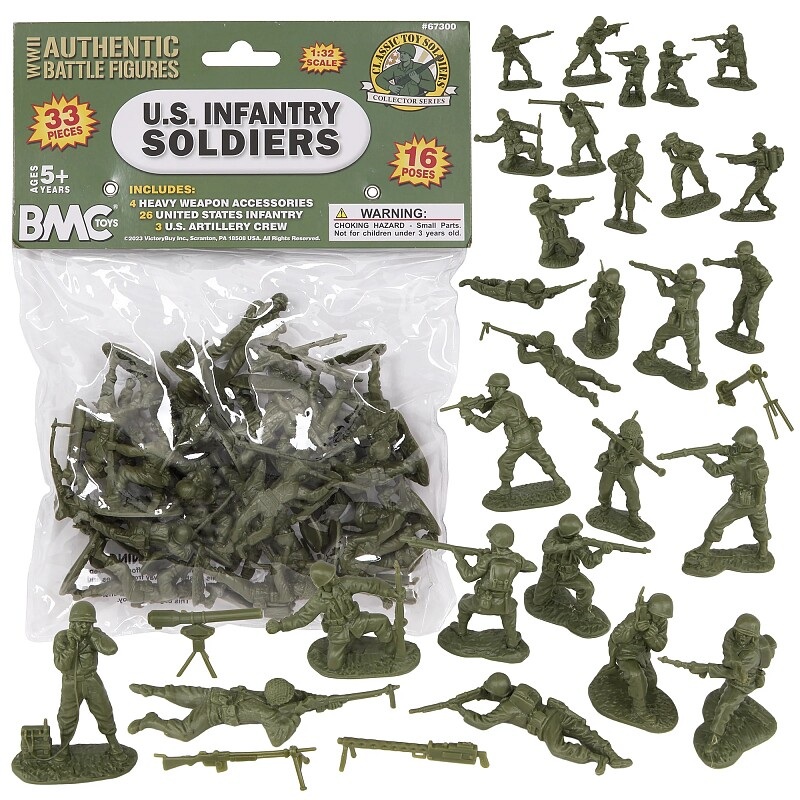 54mm WWII US Soldiers Figures Playset (33pcs) (Bagged) (BMC Toys)