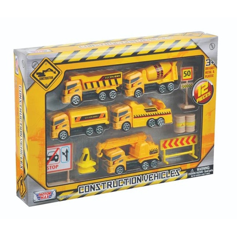 Construction Vehicles Playset (12pcs) (Die Cast/Plastic)