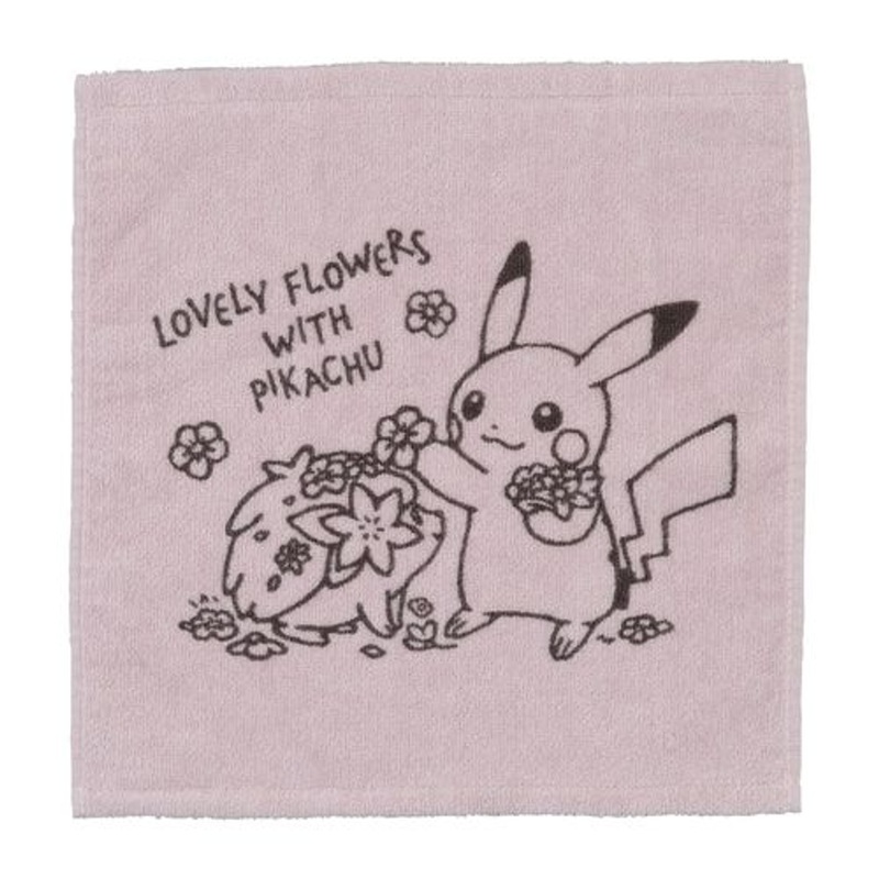 Pokemon Center Original Hand Towel Lovely Flowers with Pikachu (Pink)