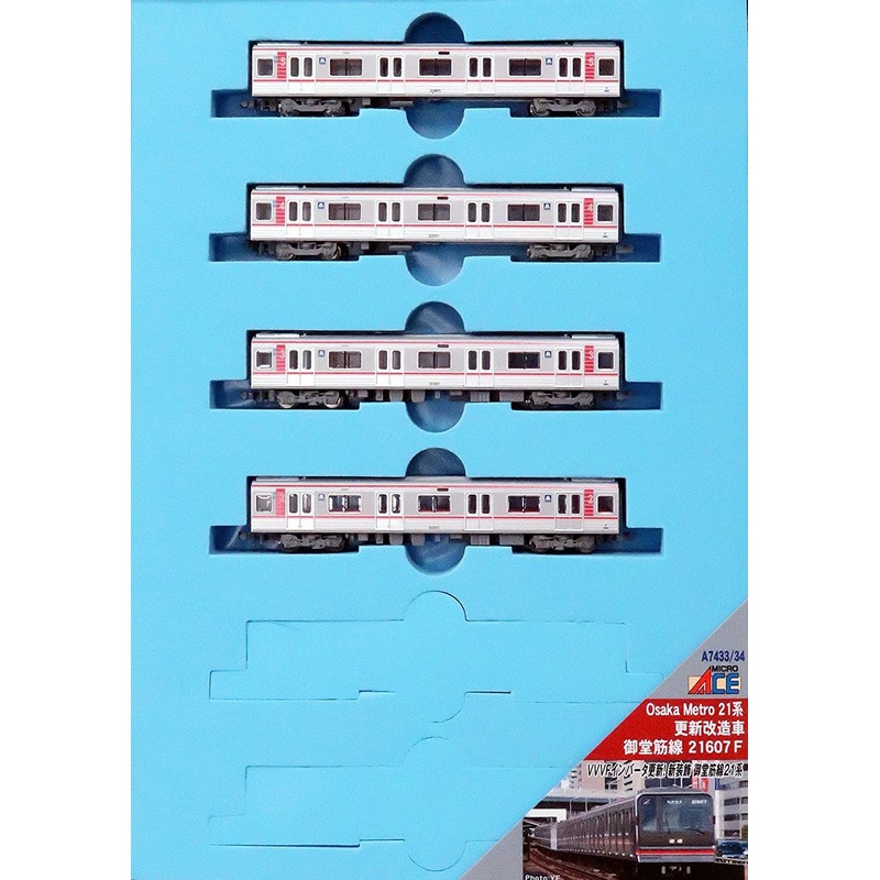Microace A7434 Osaka Metro Series 21 Renewal Modified Car Midosuji Line  21607F 4 Cars Add-on Set (N Scale)