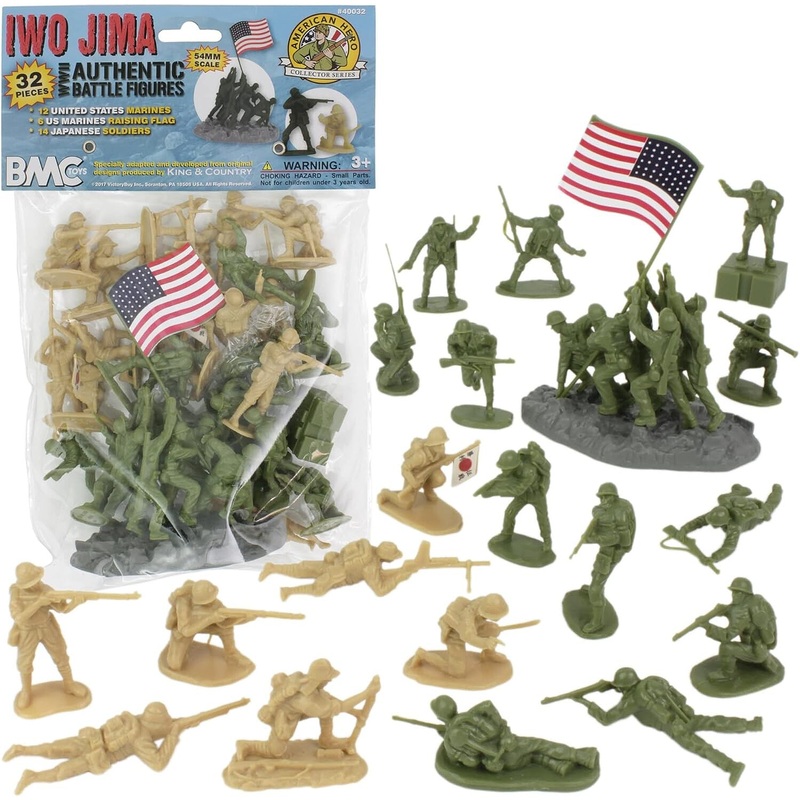 54mm Iwo Jima Figure Playset (Olive/Tan) (32pcs) (Bagged) (BMC Toys)