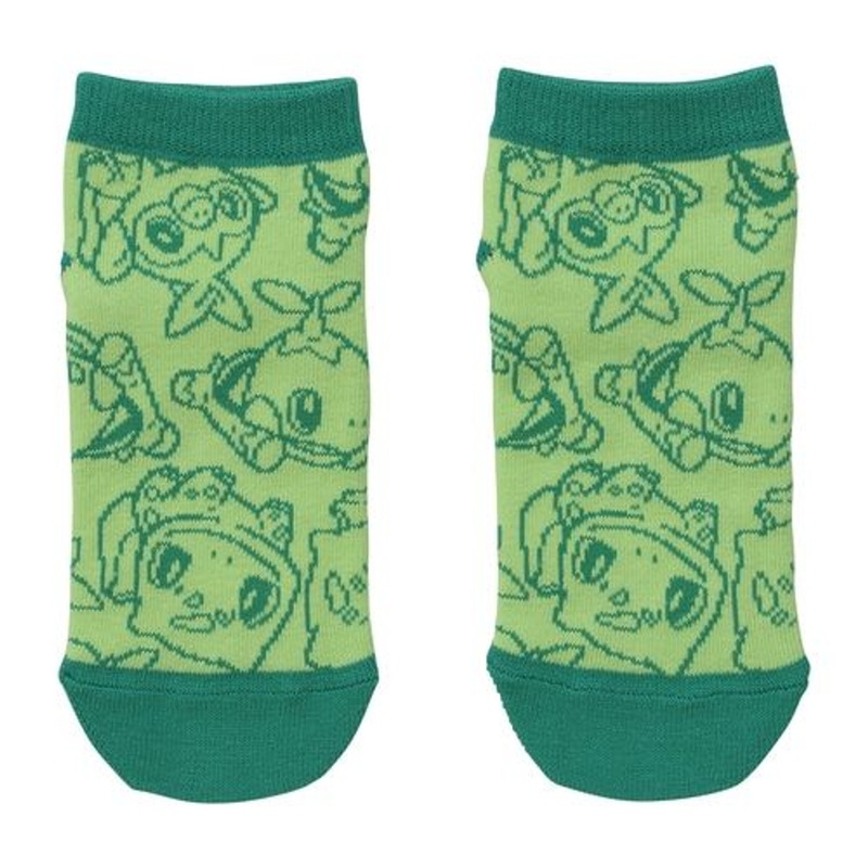 Pokemon Center Original Short Socks Playroom Bulbasaur & Turtwig & Grookey (18-20cm)