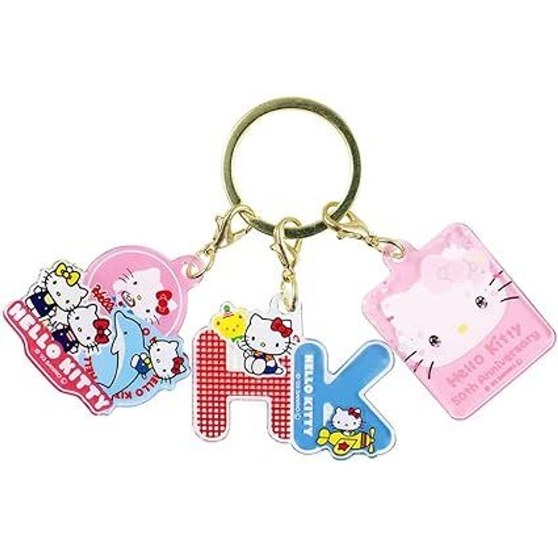 T’s Factory Sanrio 3 Charms Acrylic Keychain Travel Into the Future with Hello Kitty – Initial