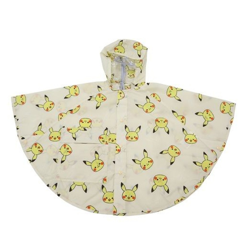 Pokemon Center Original Monpoke Kids Beige Rain Poncho Pikachu