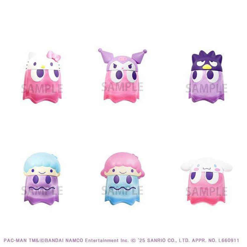 MegaHouse Pac-Man Sanrio Characters Chibi Collectible Figures Vol.2 Clear Color Version (6 Piece Box)