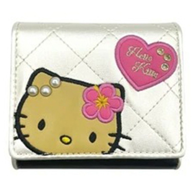 Sun Art Patch Kitty Box Coin Tri-Fold Wallet Sunburn Ivory