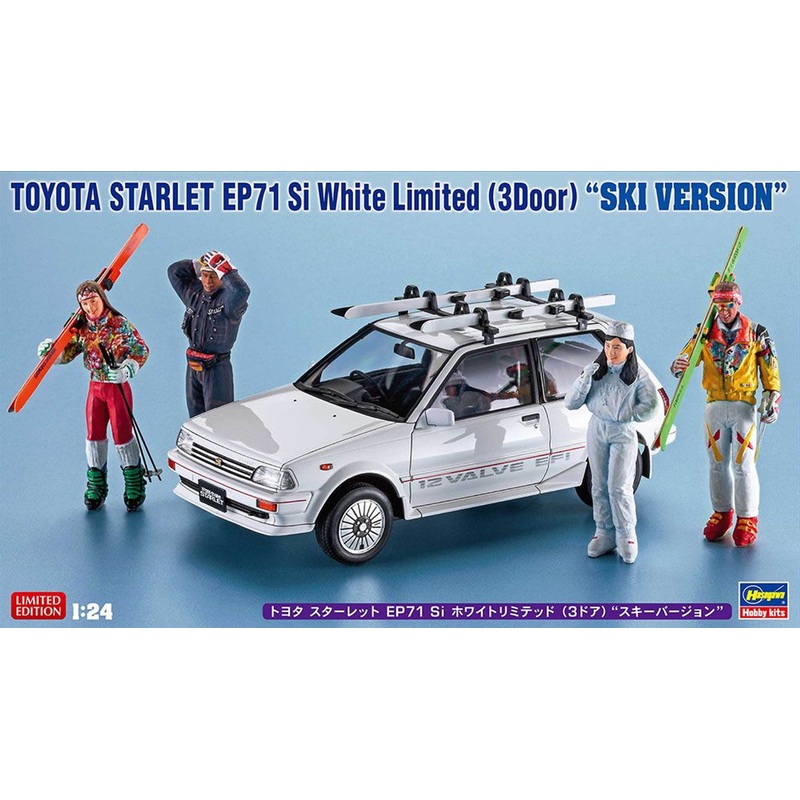 Hasegawa 1/24 Toyota Starlet EP71 Si White Limited (3door) Ski Equipment Ver. Plastic Model