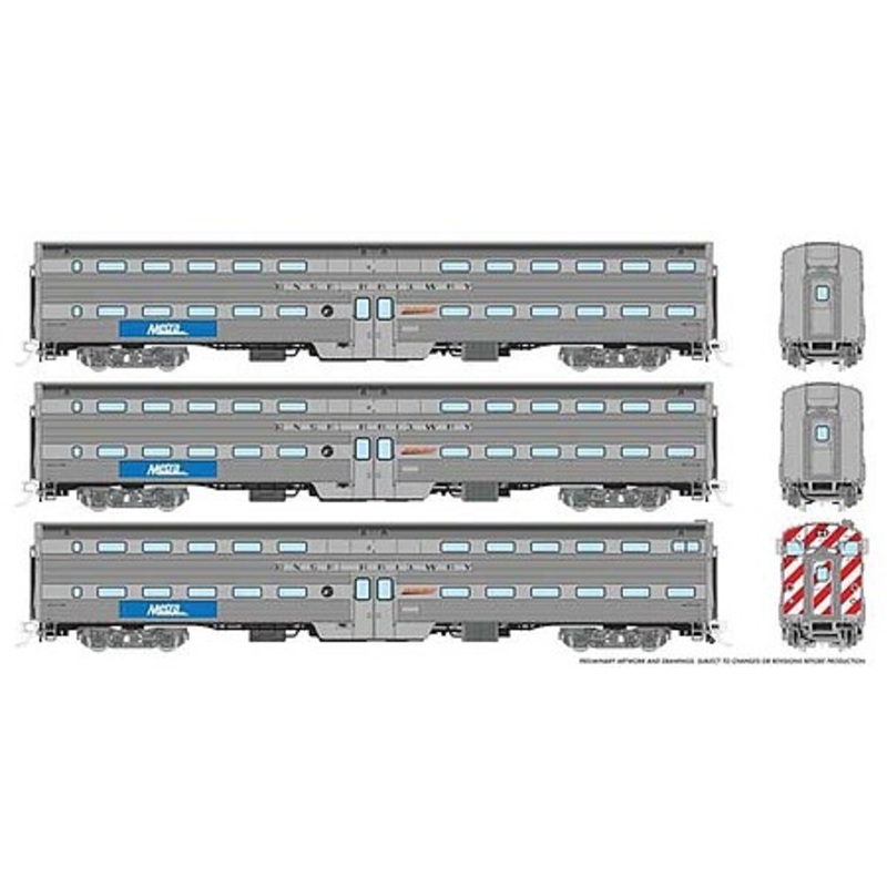 HO Budd Gallery METRA (BNSF) 3pk