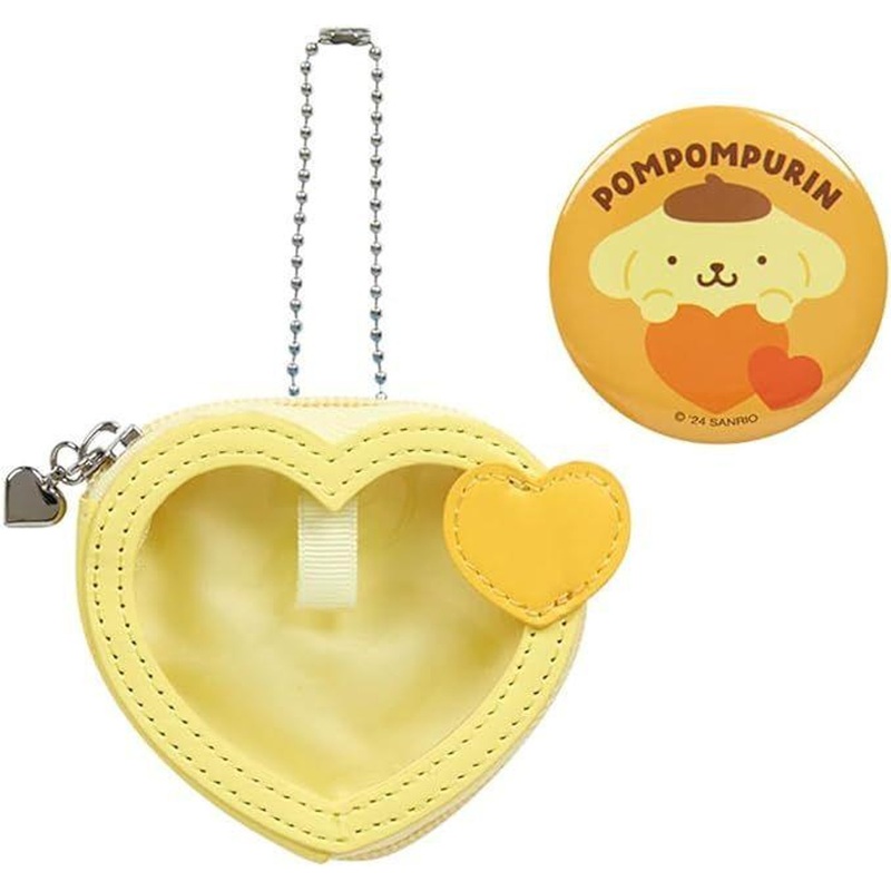 Sanrio Mini Pouch & Badge  Pom Pom Purin (Colorful Heart)
