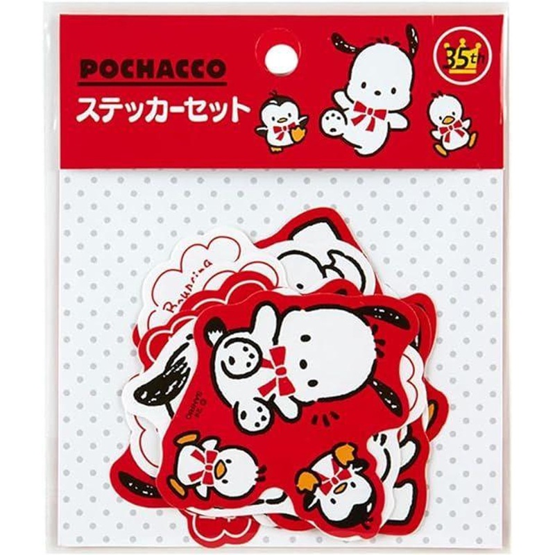 Sanrio Sticker Set Pochacco (35th Anniversary Red Ribbon)