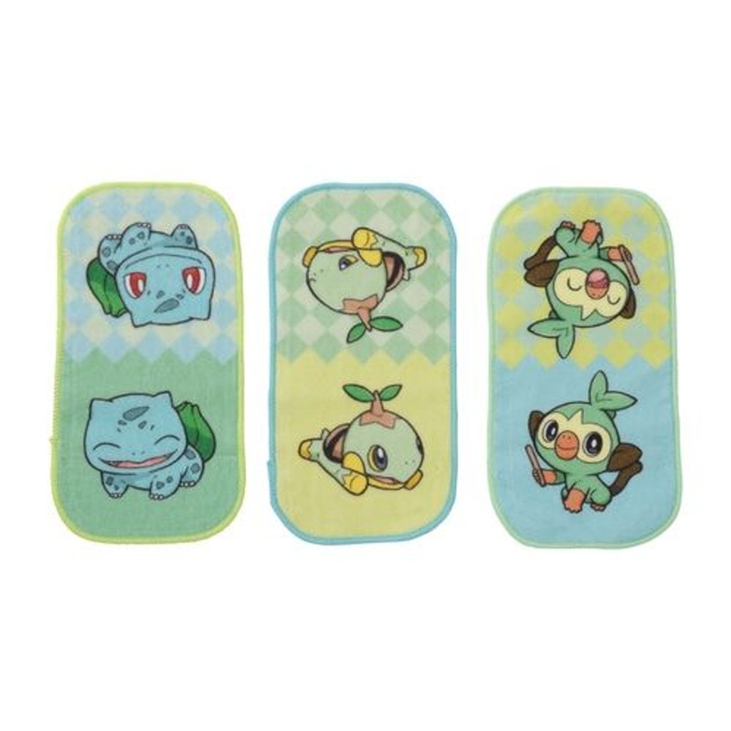 Pokemon Center Original Pocket Towel 3 Pieces Playroom Bulbasaur & Turtwig & Grookey