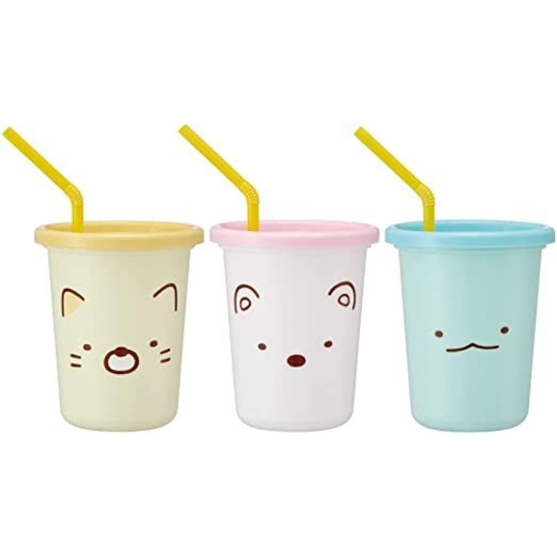 Skater Tumbler Set with Straws (3 pcs) Sumikko Gurashi Face