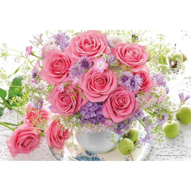 Yanoman 03-935 Jigsaw Puzzle Sweet Pink Rose Flowers (300 Pieces)