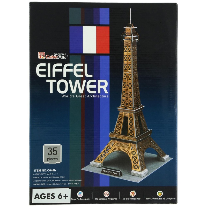 Jigsaw Puzzle 3D Craft Model Eiffel Tower (World Heritage: France Paris) Heart Art Collection (39 Pieces)