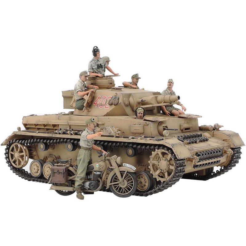 Tamiya 25208 1/35 German Tank Panzerkampfwagen Ausf.F & Motorcycle Set ‘North Africa’ Plastic Model