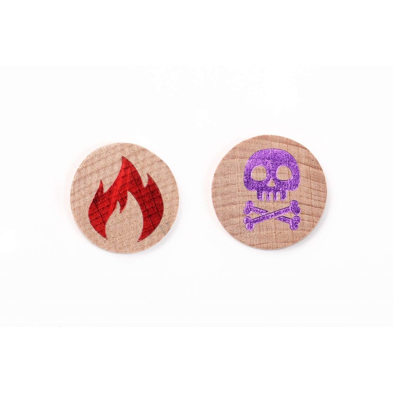 Toyger Poison Burn Marker Wooden Set of 2 Compatible with Pokemon Cards