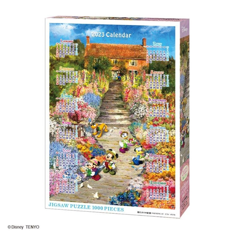 Tenyo D1000-092 Jigsaw Puzzle Disney Characters Sunny Garden (Calendar 2023) (1000 Pieces)