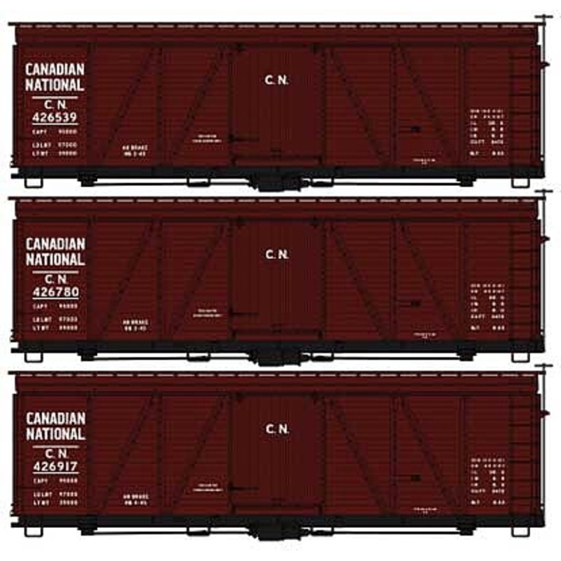 HO 36′ Fowler Wood Boxcar CN 3 car set