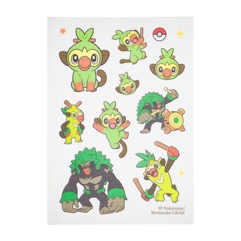 Pokemon Center Original irodo Fabric Transfer Sticker – Grookey Thwackey Rillaboom