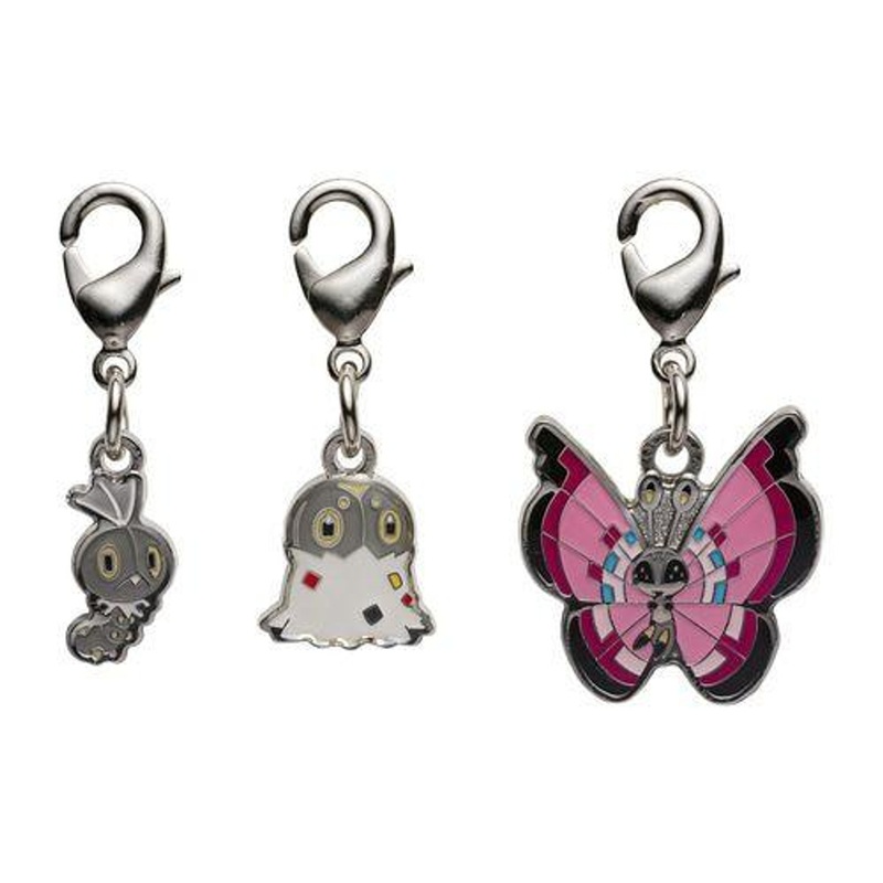 Pokemon Center Original Nationwide Pokedex Metal Charm Set – Scatterbug Spewpa Vivillon (664, 665, 666)