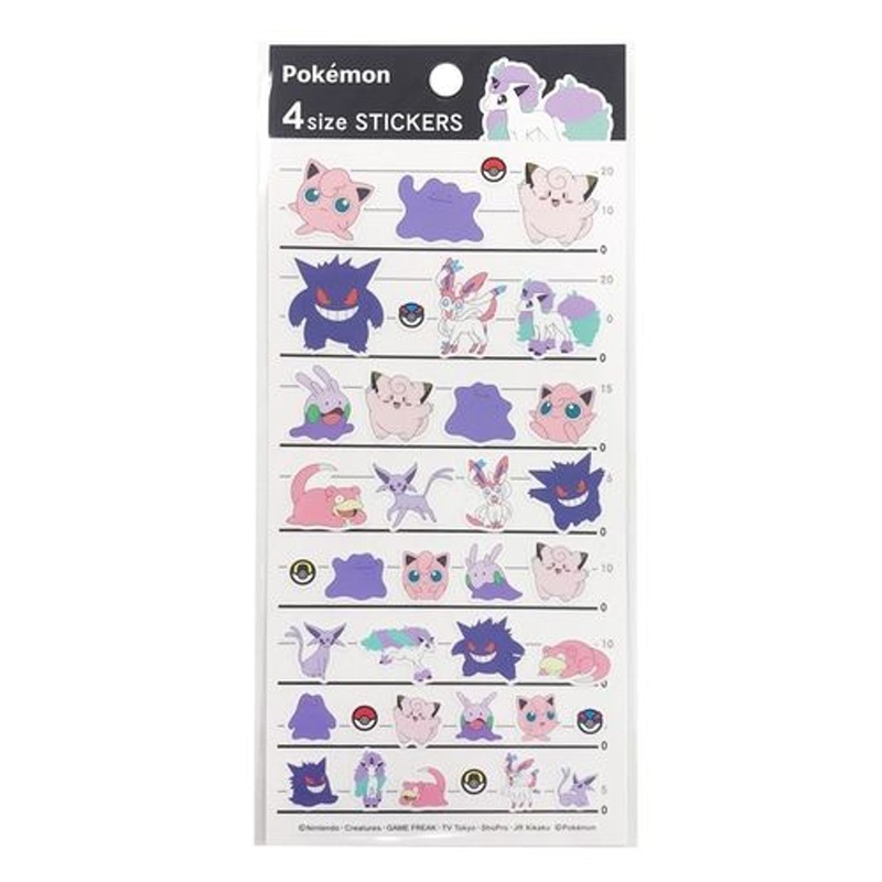 Pokemon Center Original 4SIZE STICKERS – Pink & Purple Mix