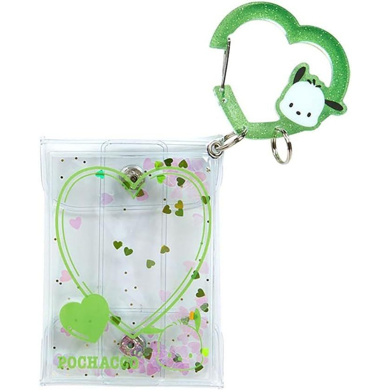 Sanrio Clear Pouch with Carabiner Pochacco  (Colorful Heart)
