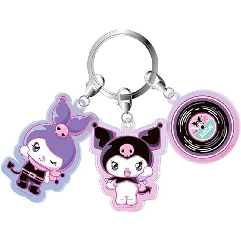 T’s Factory Sanrio 3 Charm Keychain Kuromi & Records (#KuromifyTheWorld)
