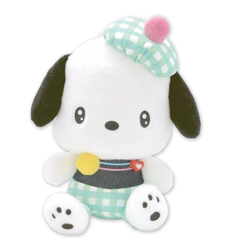 Nakajima Sanrio Plush Toy S Gingham Denim Pochacco