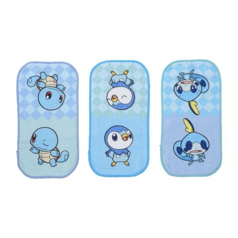 Pokemon Center Original Pocket Towel Set of 3 Pieces Playroom Squirtle & Piplup & Sobble