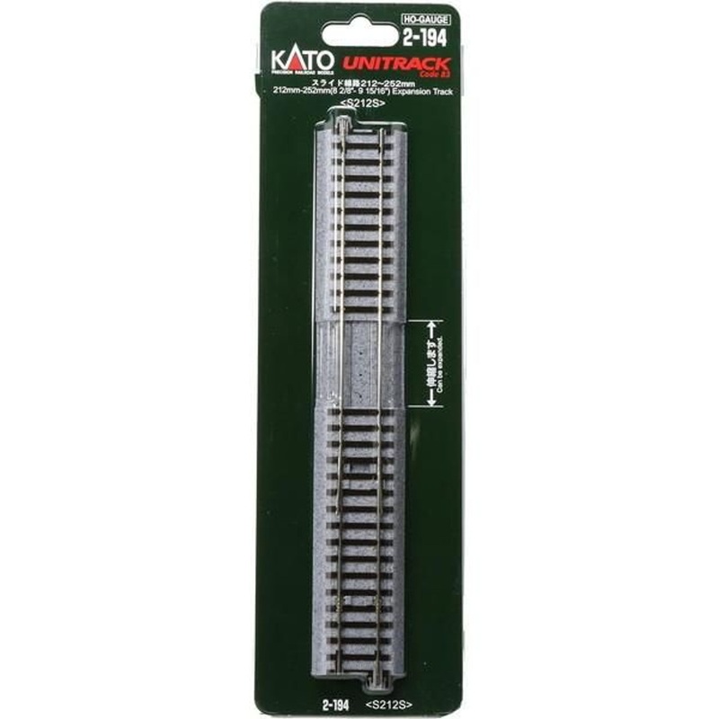 Kato 2-194 212mm-252mm (8 2/8″-9 15/16″) Expansion Track S212S (1pc.) (HO scale)