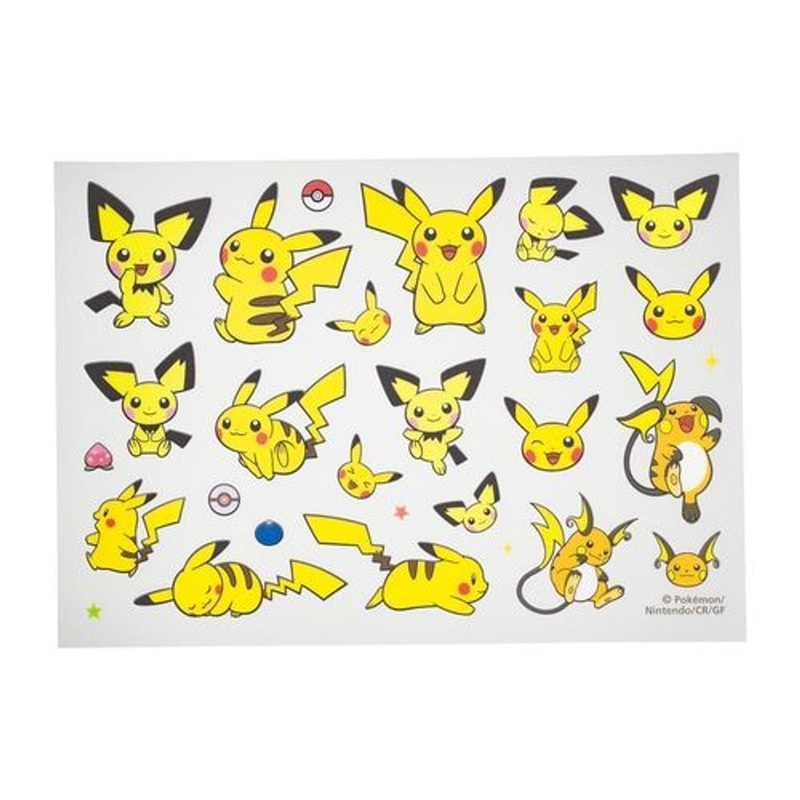 Pokemon Center Original irodo Fabric Transfer Sticker –  Pichu Pikachu Raichu