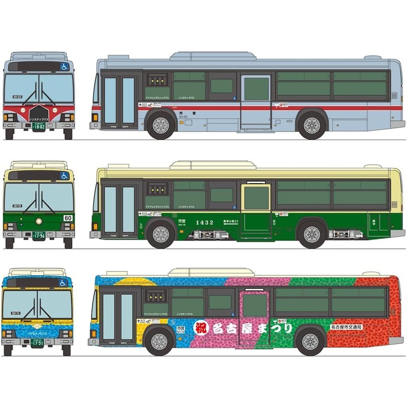 Tomytec Bus Collection Nagoya City Transportation Bureau 100th Anniversary Reproduction Design 3 Bus Set B (N scale)