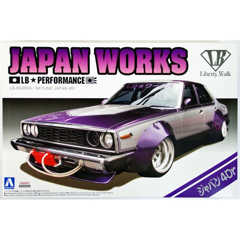 Aoshima Liberty Walk 1/24 Nissan Skyline Japan Works 4Dr Plastic Model