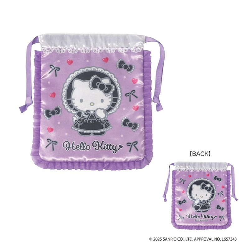 TCP Hello Kitty In Lolita Fashion Lovely Frill Drawstring Bag (Black)
