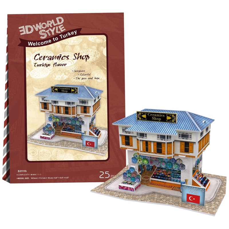 3D Puzzle Three-Dimensional Craft Model World Style Turkey Pottery Shop Heart Art Collection (25 Pieces)