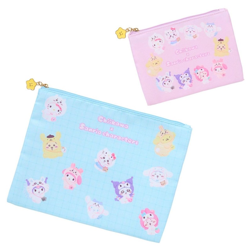 Sanrio Chiikawa And Sanrio Characters Flat Pouch (2-Piece Set)