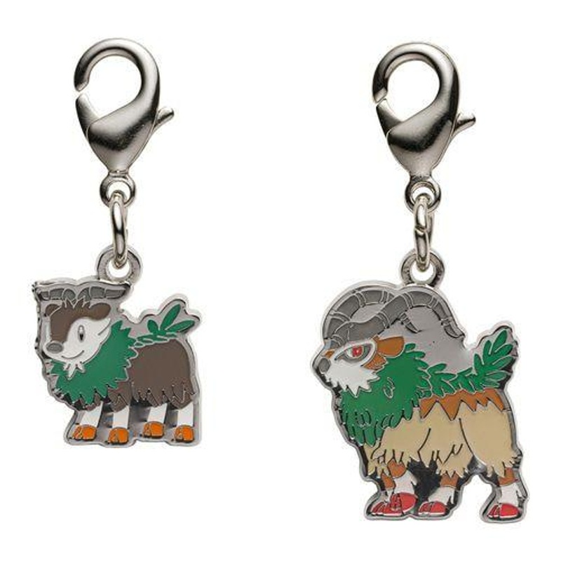 Pokemon Center Original Nationwide Pokedex Metal Charm Set – Skiddo Gogoat (672, 673)