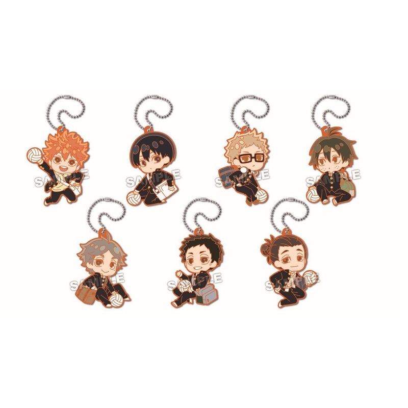 Takara Tomy A.R.T.S Defo-Rubber! Haikyu!! Karasuno High School Rubber Keychain Collection 7Pcs Box