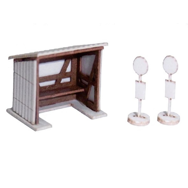 Advance 0005 Bus Stop and Waiting Hut Assembly Kit 2 Sets (Z scale)