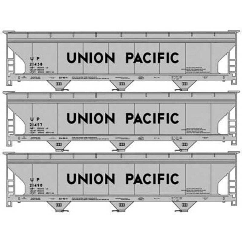 HO 3-Bay ACF Covered Hopper UP 3car set